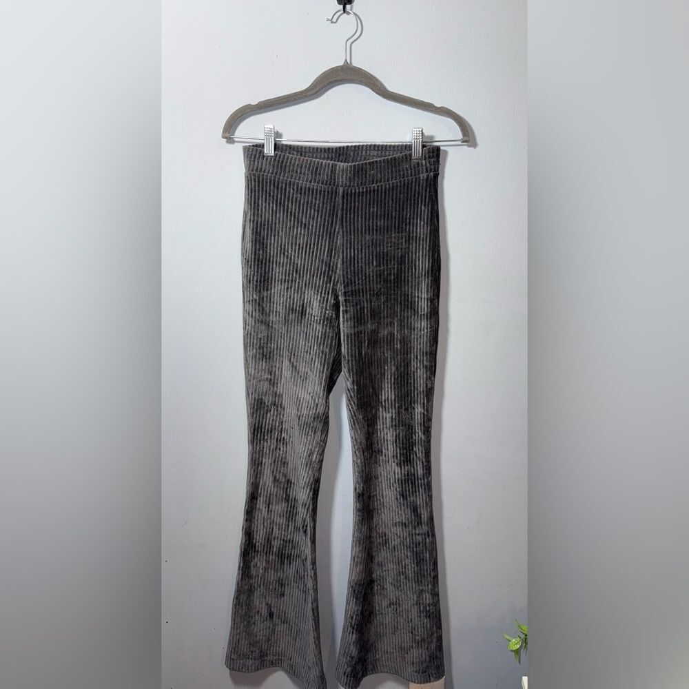 Aerie Groove-On Soft Velour Flare Pants Womens Gray High Waisted Active Lounge S